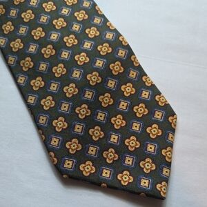 Vintage Tommy Hilfiger Green and Gold Classic Silk Tie